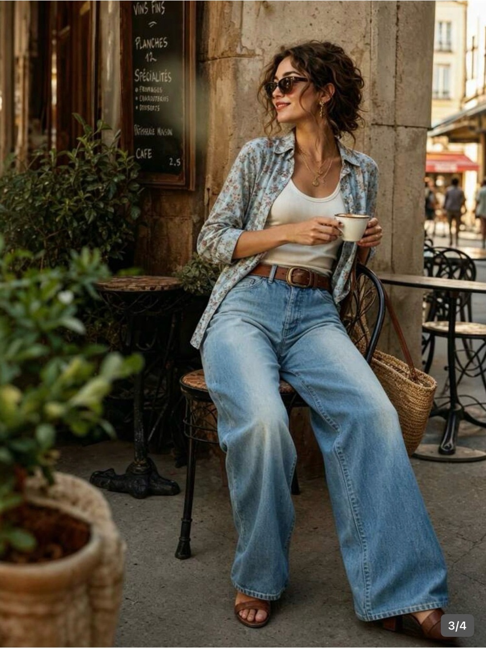Medium Light Blue Wide-Leg Women’s Jeans - Casual High-Rise Style